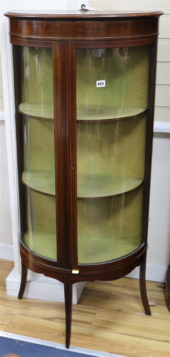 An Edwardian inlaid mahogany bow-fronted display cabinet W:63cm